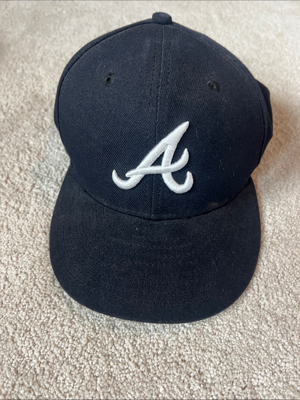 New Era ATL Braves Navy Baseball Cap with White A Logo fitted size 7 3/8